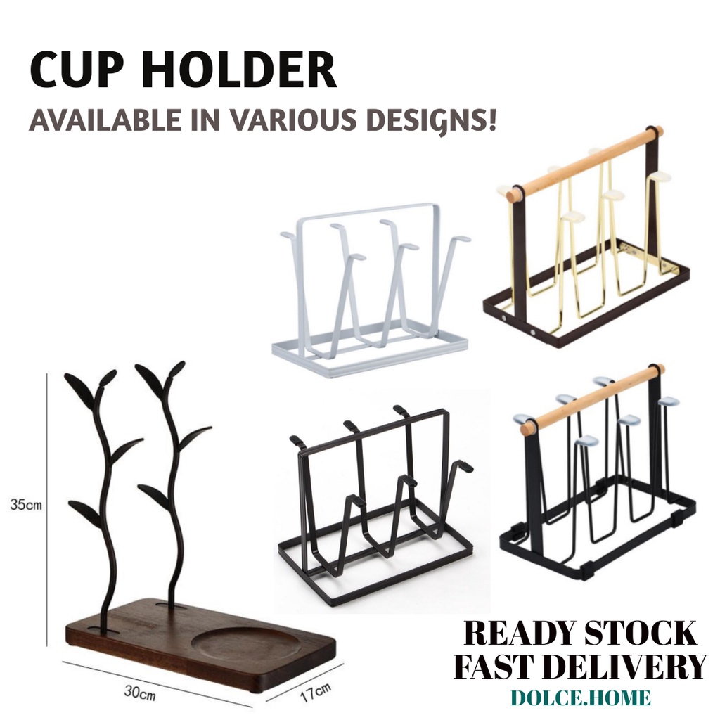 [MEGA SALE] Cup & Mug holder (Hold 6 cups, mugs, glasses/bamboo/metal/scratch resistant)