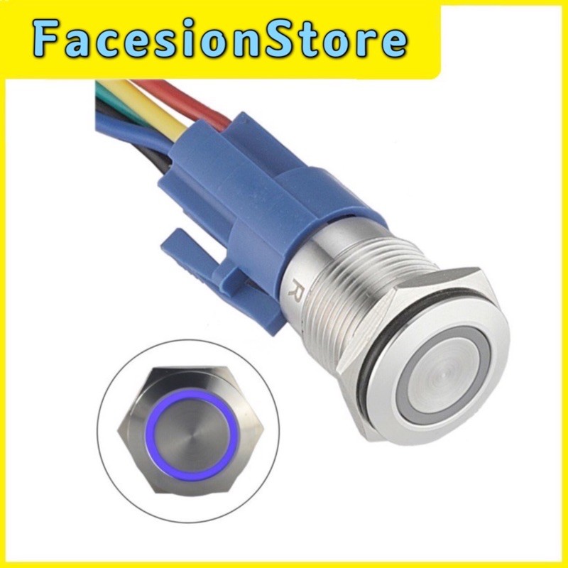 ON/OFF Switch Waterproof Self-Locking Round Marine Switch with Blue ...