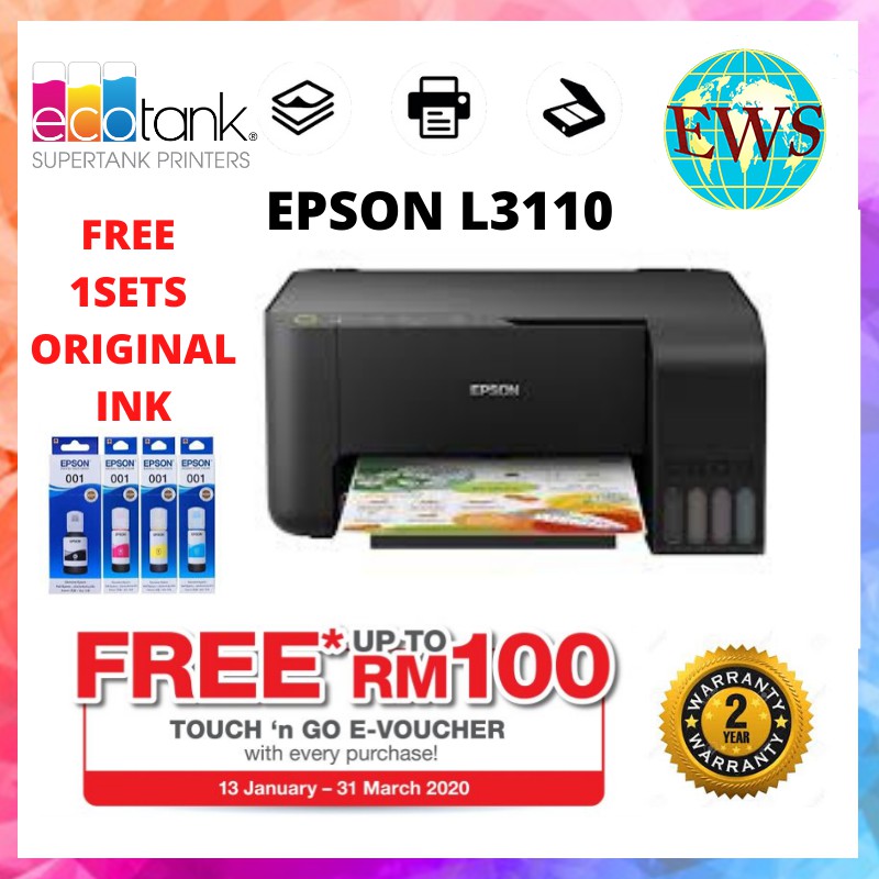 Epson Ecotank L3110 3 In 1 Print Scan Copy Refillable Ink Tank Printer All In One Multi 0471