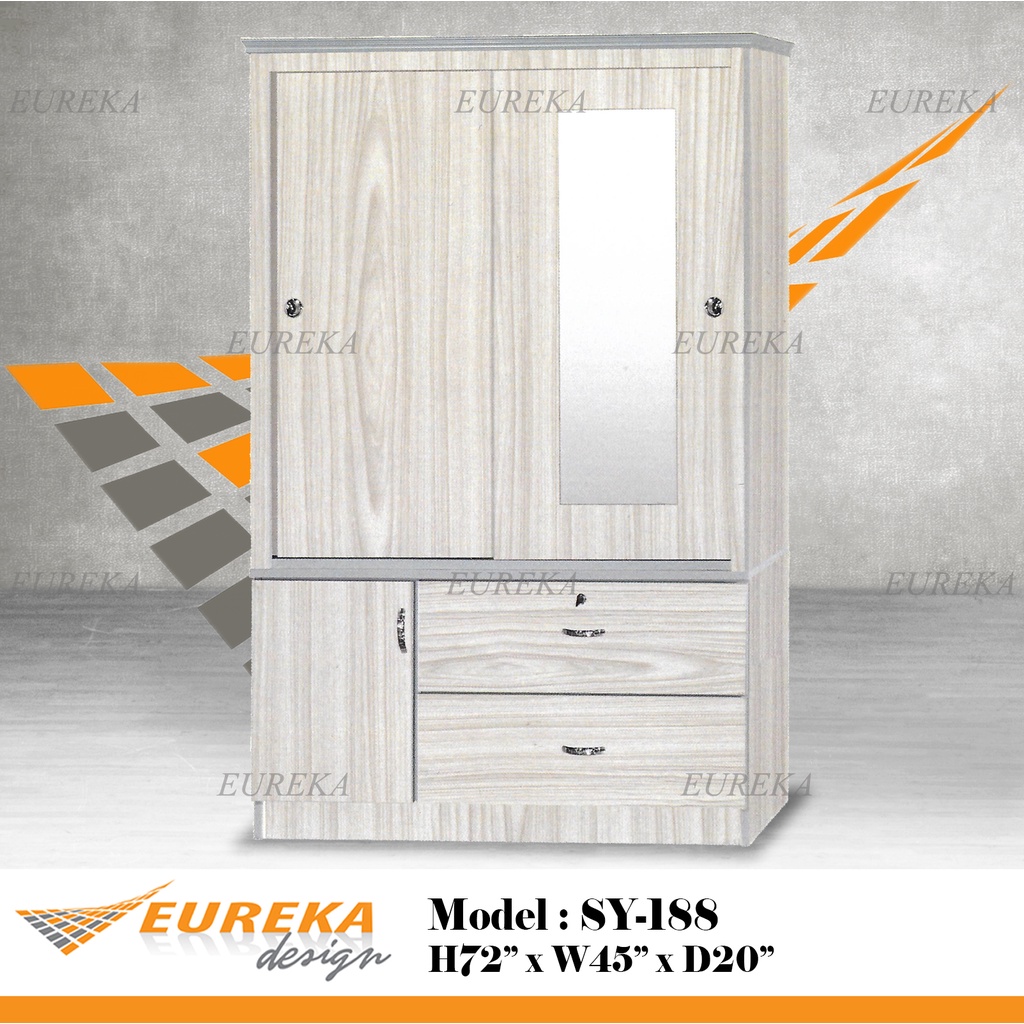 EUREKA 4ft 2 Sliding Door Wardrobe With Mirror (Deliver & Installation
