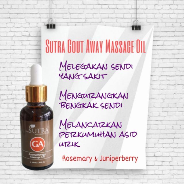 SUTRA GOUT AWAY MASSAGE OIL / MINYAK URUTAN TERAPEUTIK 