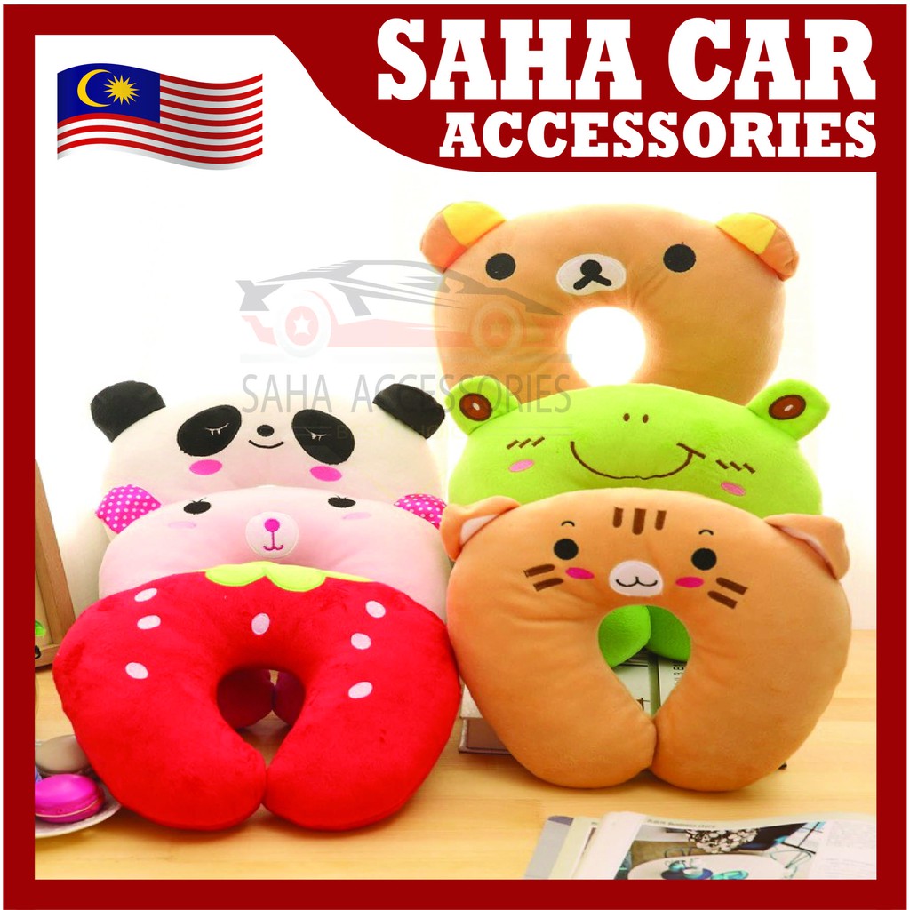 【READY STOCK】U pillow Traveling neck pillow Car pillow Cartoon Cat /Rilakkuma /Panda/Bear/Frog/Brown Tiger