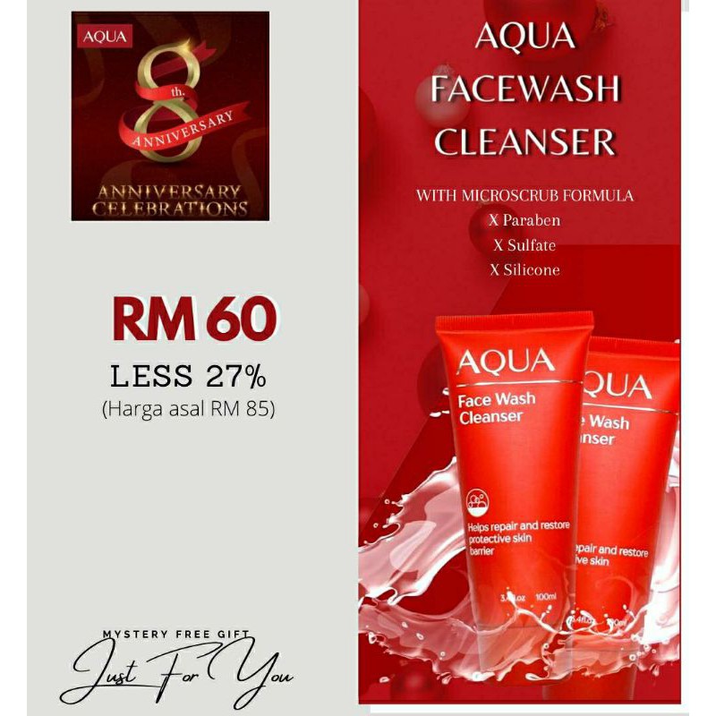 AQUA Face Wash Cleanser (100ml) Shopee Malaysia
