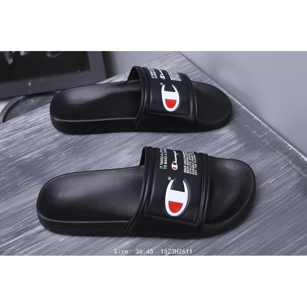 champion flip flops black