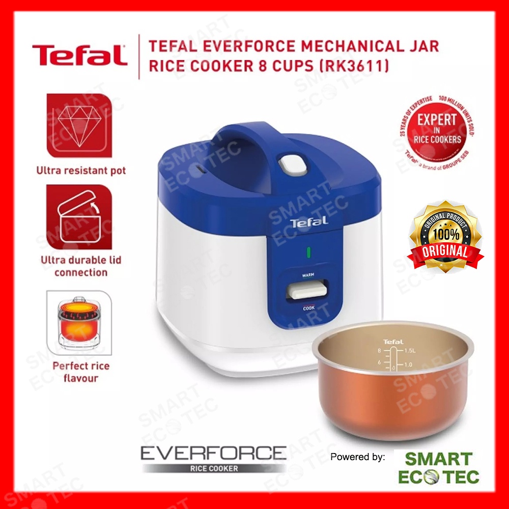 Tefal Everforce Mechanical Jar Rice Cooker 8cups 1.5L (RK3611) Shopee