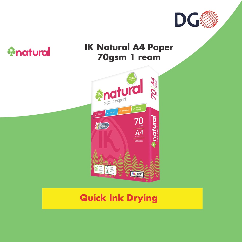 IK NATURAL A4 Paper - 70gsm ( BUY Limit 5 REAMS ONLY ) A4 PAPER 70G ...