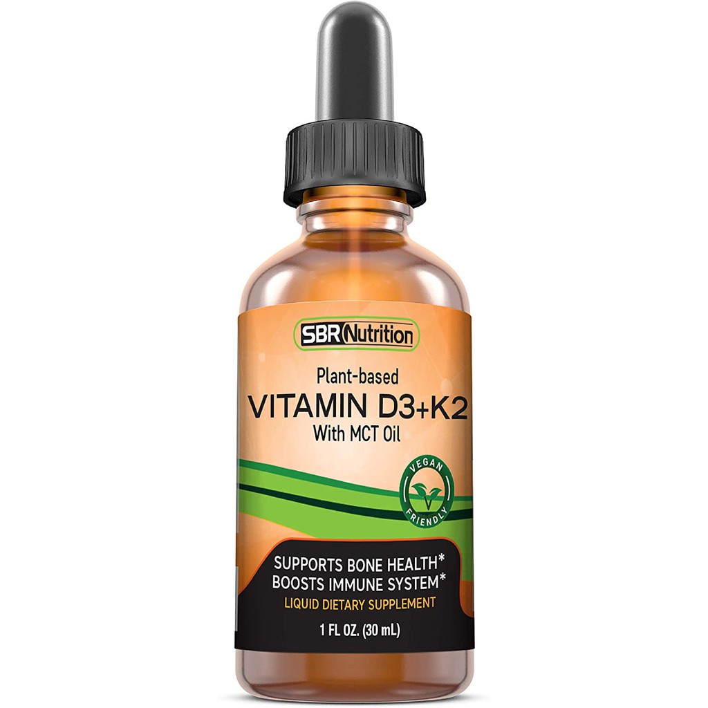 SBR Vegan Vitamin D3 + K2 (MK7) Liquid Drops with MCT Oil Peppermint