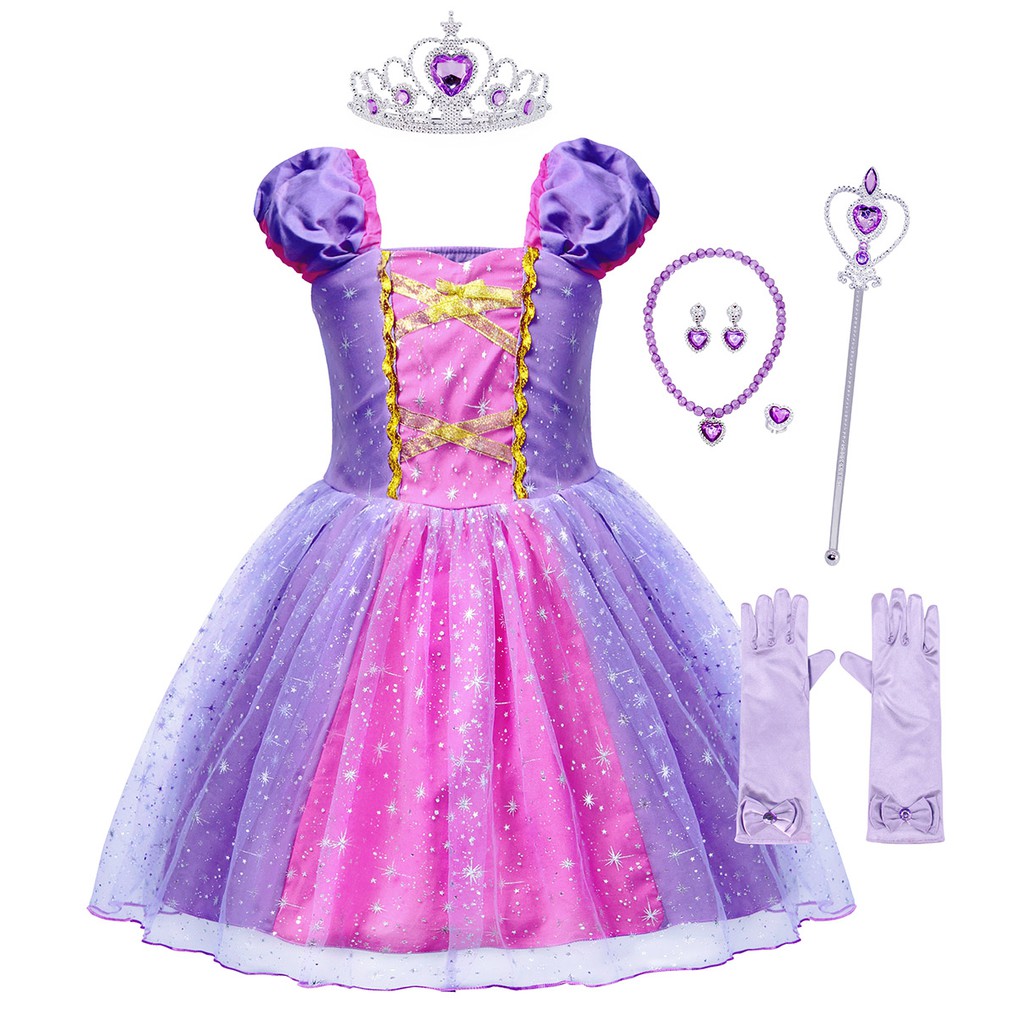Tangled Rapunzel Princess Dress Cosplay Outfit Kids Girls Fancy Costume Dress Up