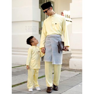  Baju  Melayu  Moden Slim Fit Kuning  Lembut Kuning  Cair  Soft 
