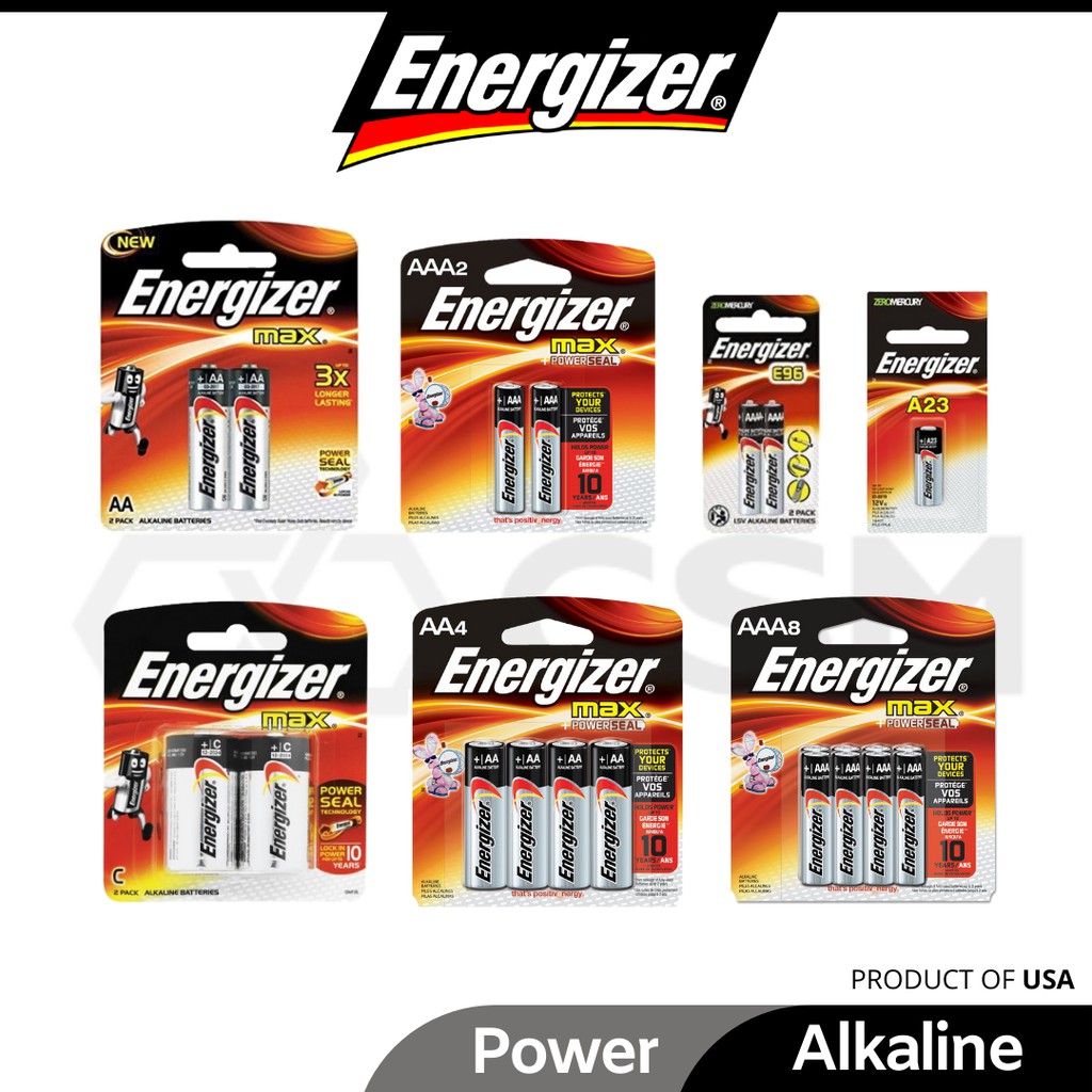 ENERGIZER Alkaline Battery AA AAA AAAA 9V 1.5V E91 E92 E93 E96 C A23