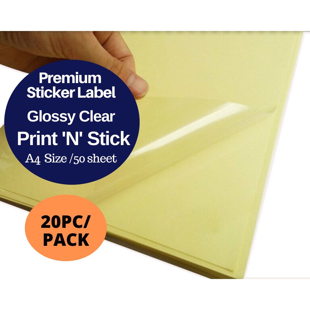 Clear Sticker Paper Glossy Waterproof Printable Transparent Film A4