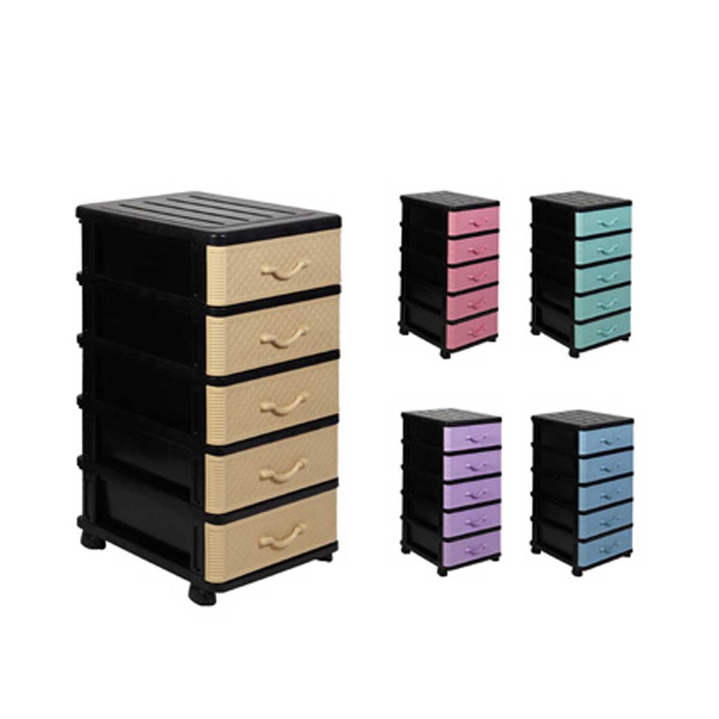 5 Tiers Drawer Cabinet With Wheel / Plastic Drawer ...