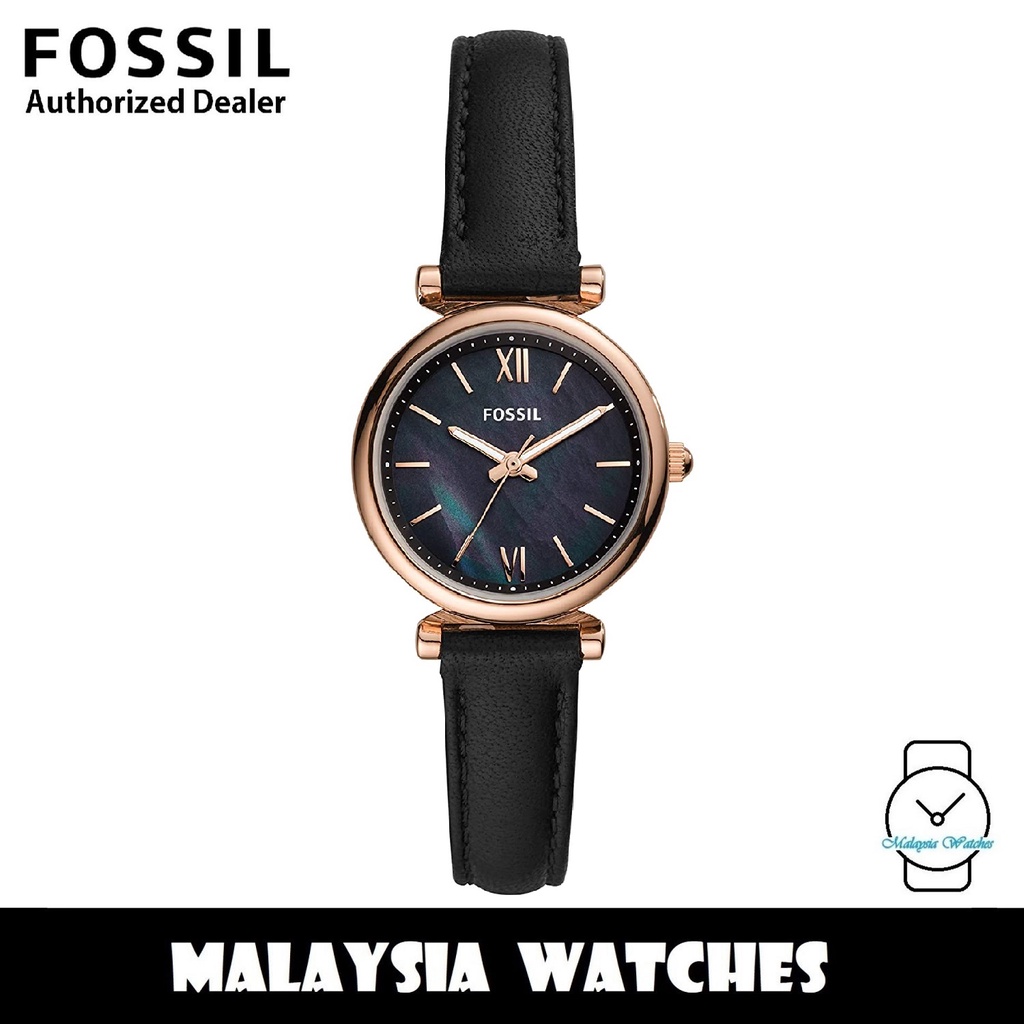 OFFICIAL WARRANTY) Fossil Women's ES4700 Carlie Mini Rose Gold-Tone Case  Black Leather Strap Watch (2 Years Warranty) | Shopee Malaysia