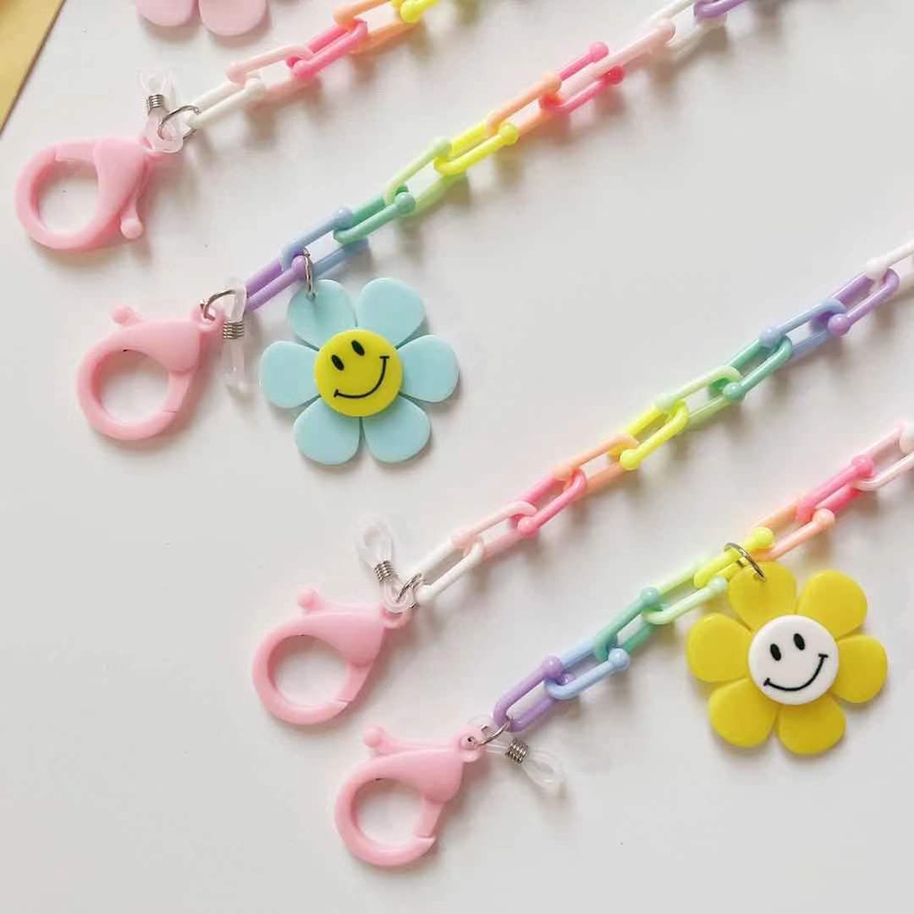 New creative candy color sunflower acrylic lanyard necklace glasses chain earphone chain mask chain