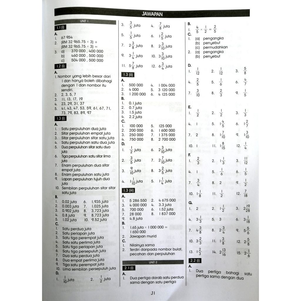 Jawapan Buku Aktiviti Matematik Tahun 6 2020