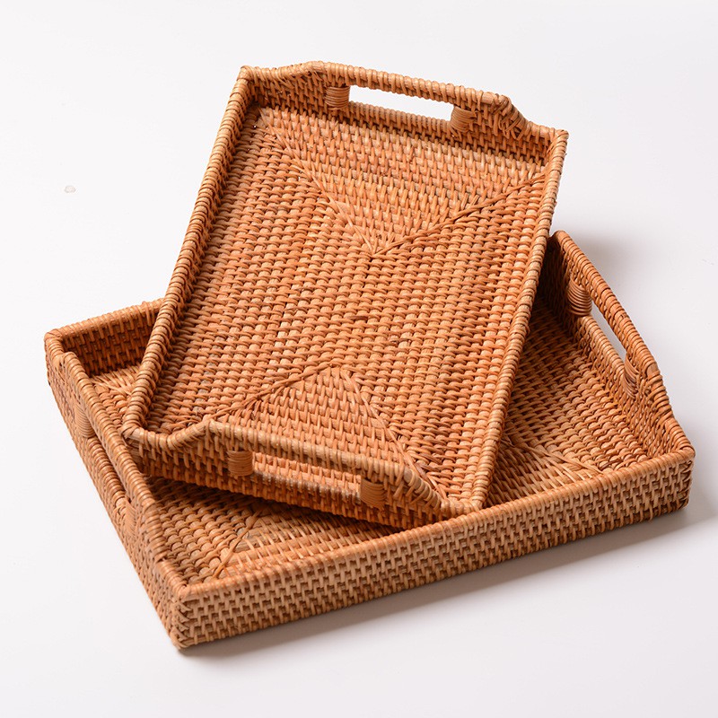 Rattan Storage Tray/ Fruit Basket with Handle/ HandWoven/Rattan Tray