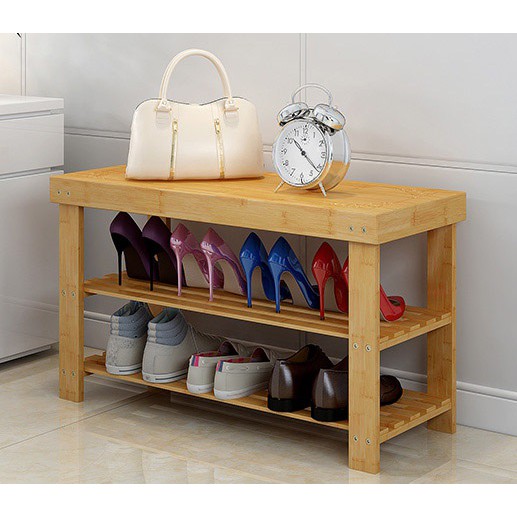 Multi Functional Bamboo Shoe Storage Bench Shoe Rack Storage Stool Carving Surface Shopee Malaysia