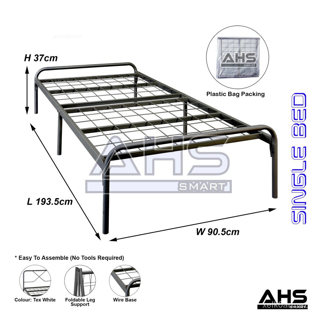 Single Metal Bed Frame / Powder Coat Single Bed Frame by AHS SB34