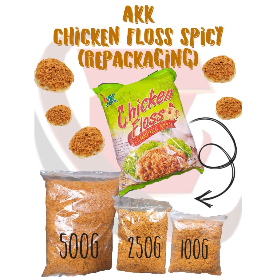 AKK CHICKEN FLOSS SPICY 1KG SERUNDING AYAM PEDAS IKG / HALAL AKK