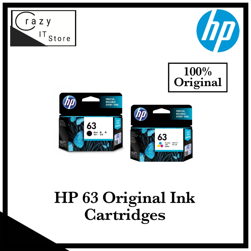 HP 63 Black / Colour Original Ink Cartridge Shopee Malaysia