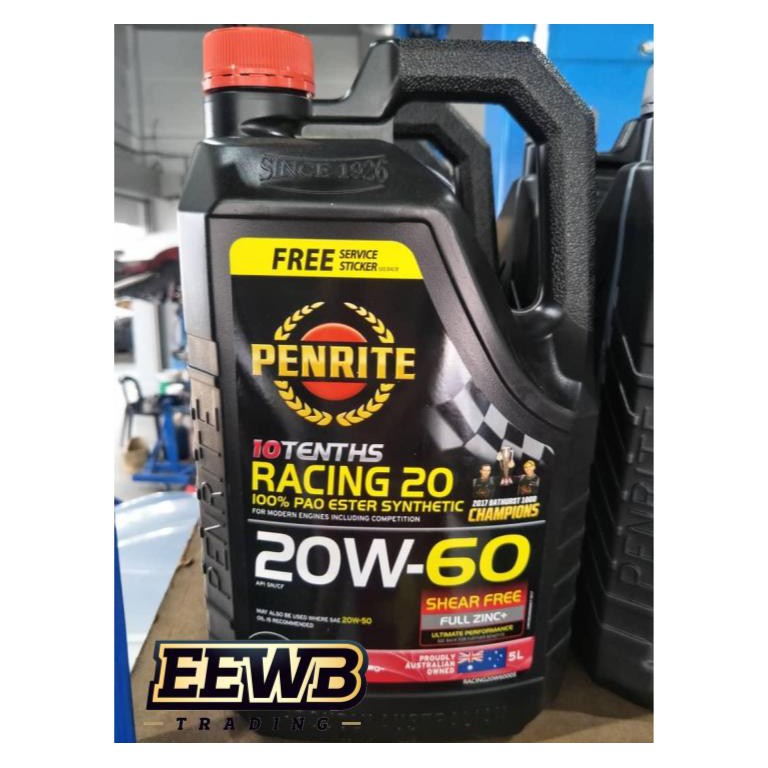 PENRITE 10 TENTHS RACING 20W60 100PAO ESTER SYNTHETIC ENGINE OIL (5L