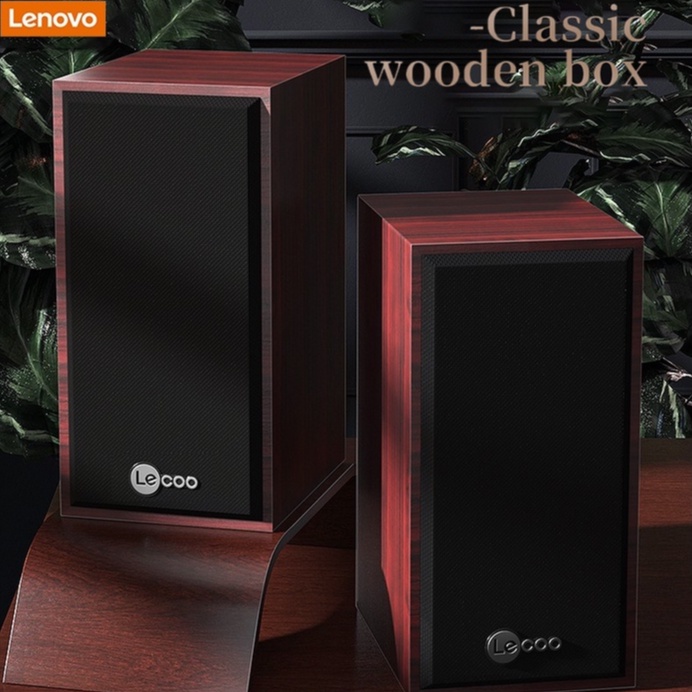 Lenovo Wooden Computer Audio Lecoo DS105 Desktop PC Speakers Laptop
