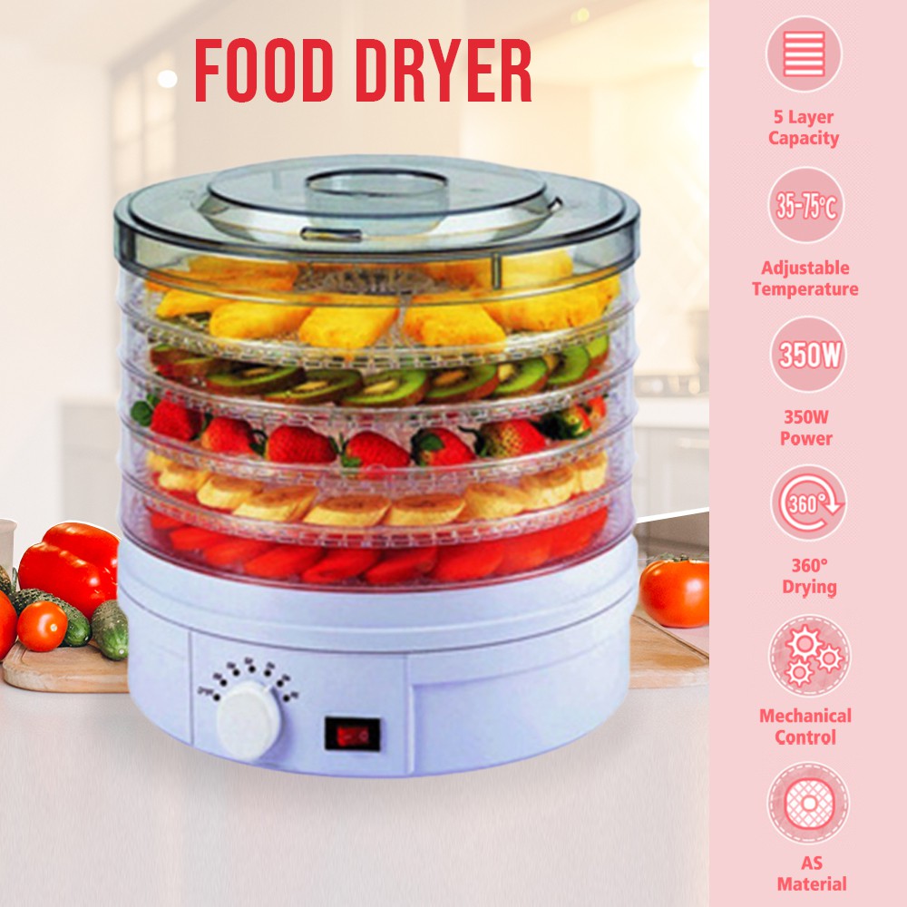 Ready Stock Food Dehydrator Fruit Vegetable Herb Meat Dryer Snacks Food Dryer With 5 Layer Trays