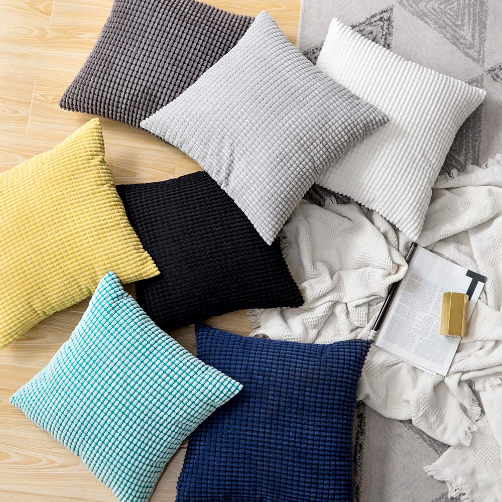 Corduroy Granules Cushion Cover Decorative Soft Solid Throw Pillow