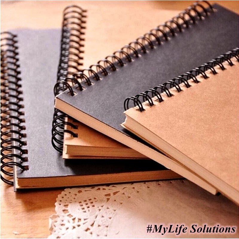 100Pgs Black Notebook A5 Diary Book Journal Book Wire O Ring Blank