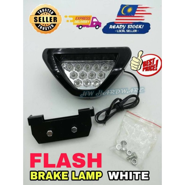High Premium Grade LED Brake Stop Light 12 LED Car Triangle Tail Light Flash Bulbs Lamp (White)