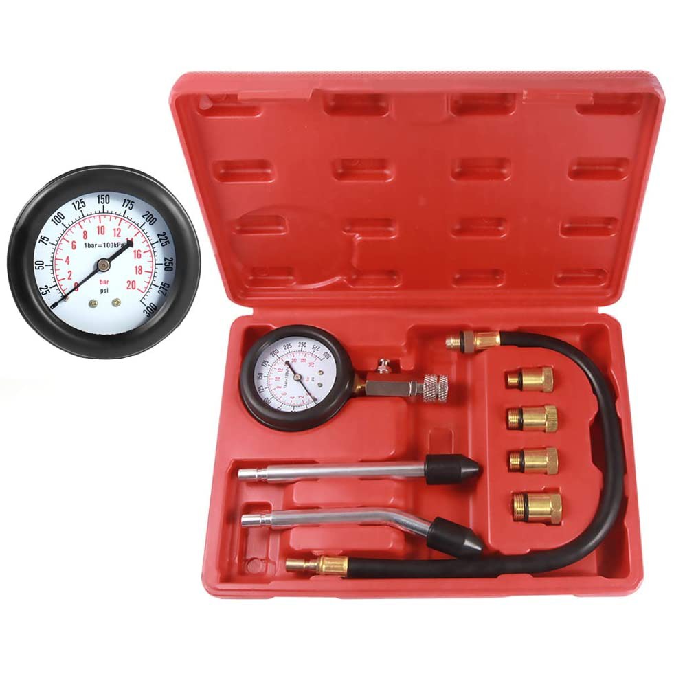 8Pcs Small Engine Compression Pressure Gauge with Adapter for Petrol Gas Engine Cylinder AutoWanderer Tool Engine Compression Tester Automotive 
