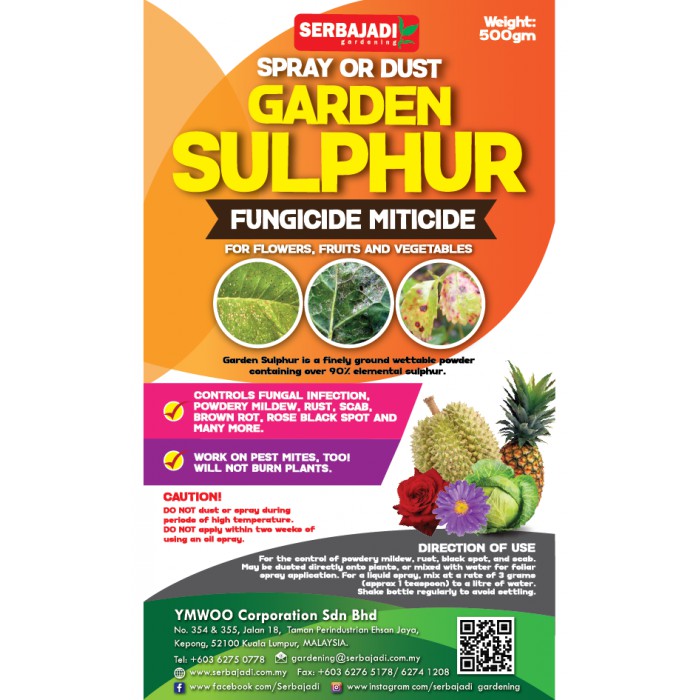 Serbajadi Garden Sulphur Natural Pesticide Fungicide Miticide Sulfur Penanaman Pestisida è¬èƒ½èŠ±å›­ç¡« å¤©ç„¶å†œè¯ 500gm Shopee Malaysia