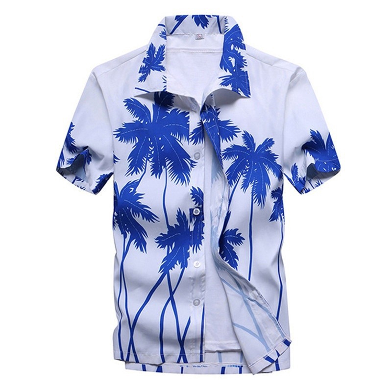 S-5XL Fashion Men Aloha Hawaiian Shirts Short Sleeve Floral Printed ...