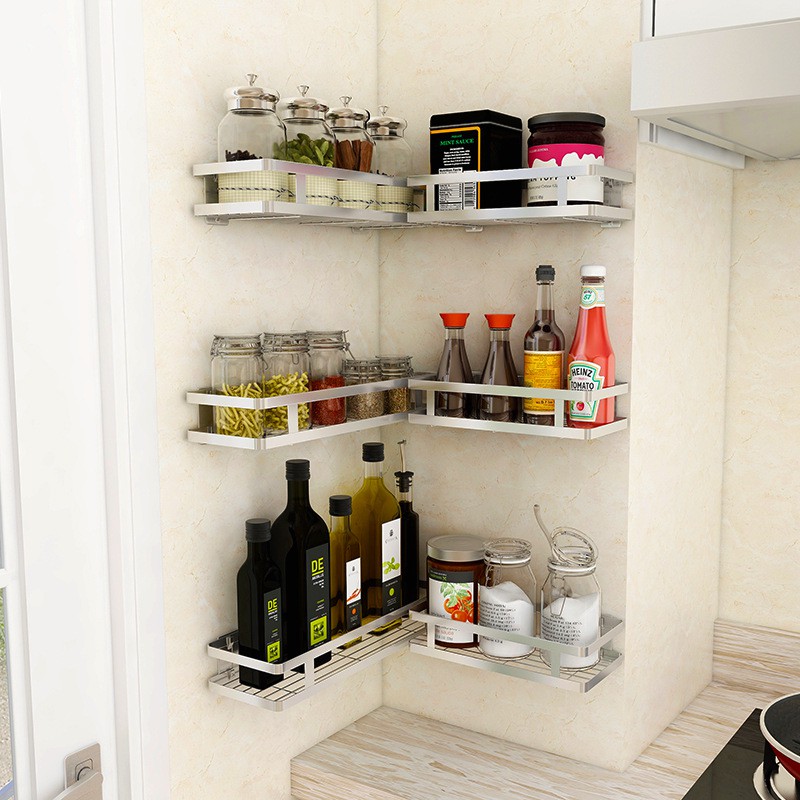 Stainless Steel Wall-Mounted Spice Rack Kitchen Storage ...