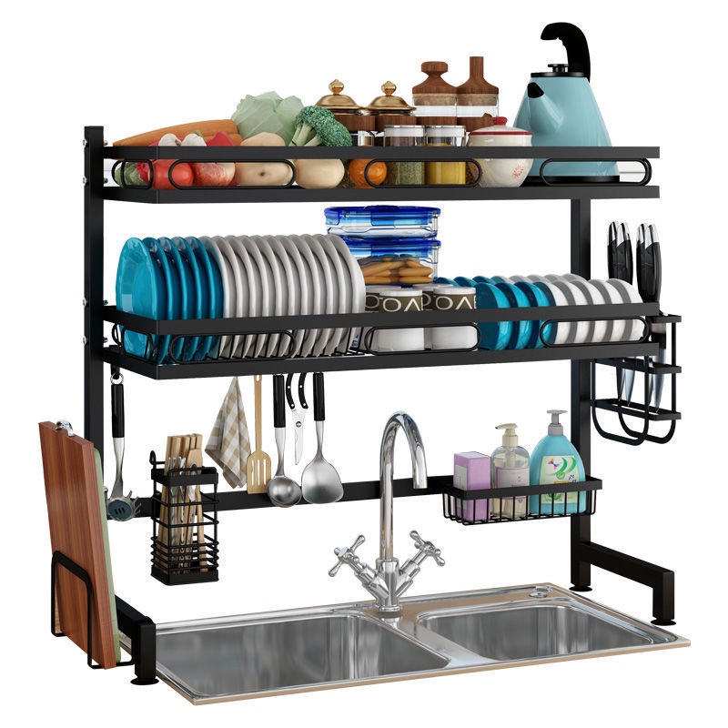 Kitchen sink rack telescopic countertop dishes chopsticks sink drain