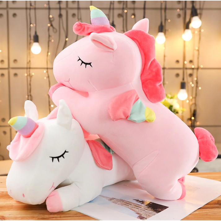 Rainbow Unicorn Plush Stuffed 30/40/60 cm Toys Doll Patung Hadiah Pillow Birthday Present Gift Girls Toys