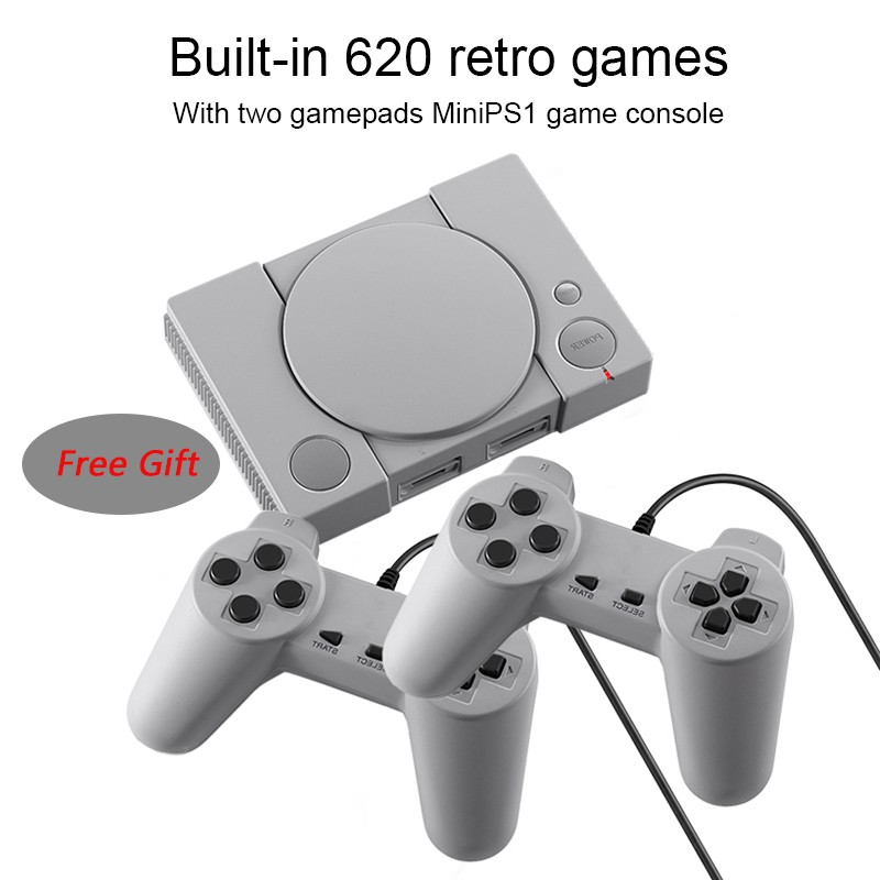 PS1 Game Console TV Video Game Console With Dual Wired Controller Built