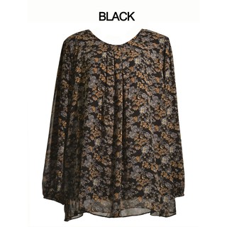 Plus Size Printed Chiffon Blouse  Baju  Saiz  Besar  5XL 