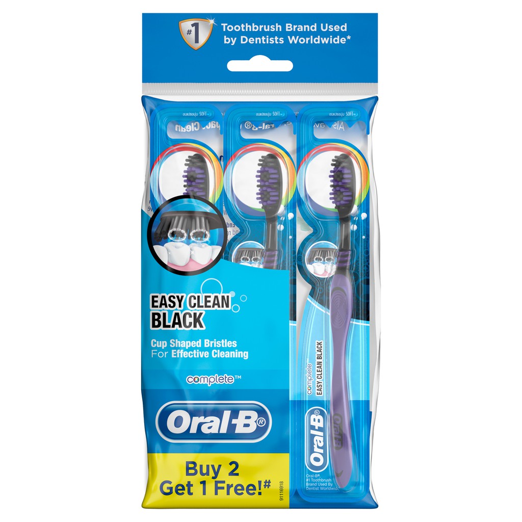 OralB Complete Easy Clean Black (Soft) Manual Toothbrush (3 Counts