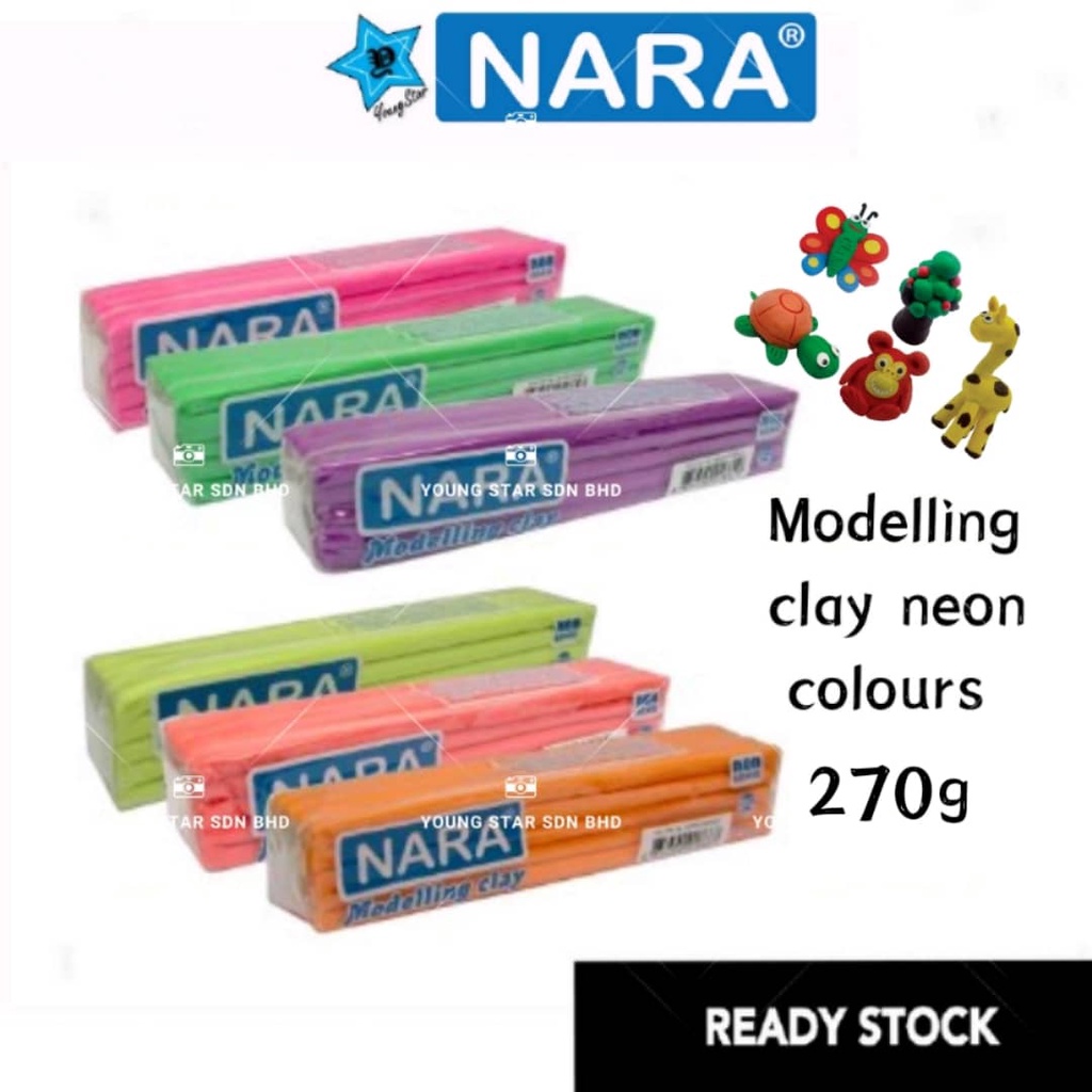 DOLPHIN NARA Modeling Clay Neon Colour 270g ( 6 COLOURS ) Shopee Malaysia