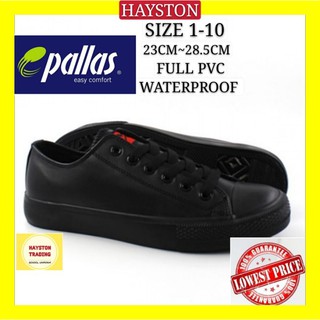 PALLAS X Secondary Student Black School Shoes PVC Waterproof | Pallas Jazz Kasut Sekolah Hitam Bertali PVC 012ABK