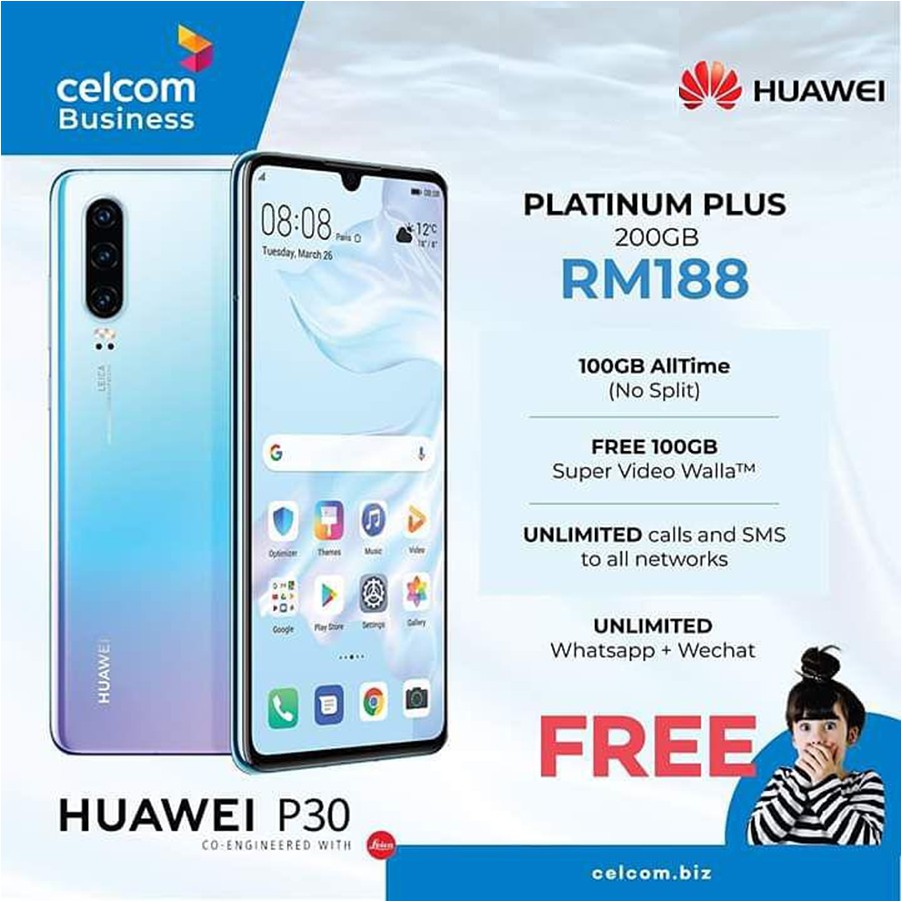 Huawei P30 Celcom Platinum Plus 188 Shopee Malaysia