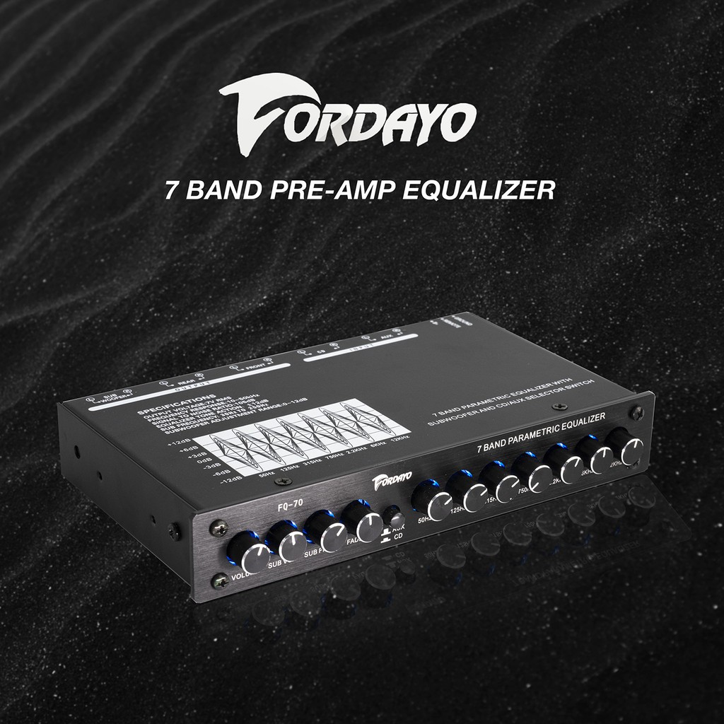 Fordayo 7 band pre amp parametric equalizer with subwoofer output and cd/aux selector switch amplifier