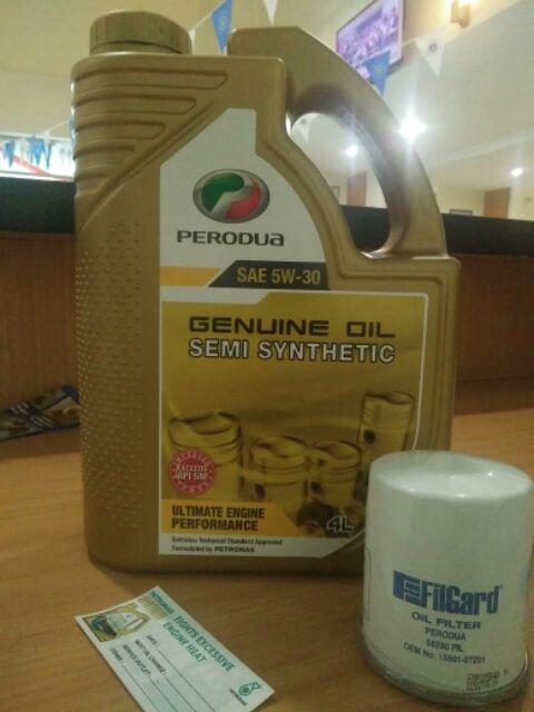 Perodua semi synthetic engine oil 5W-30 GOLD 4L + OIL 