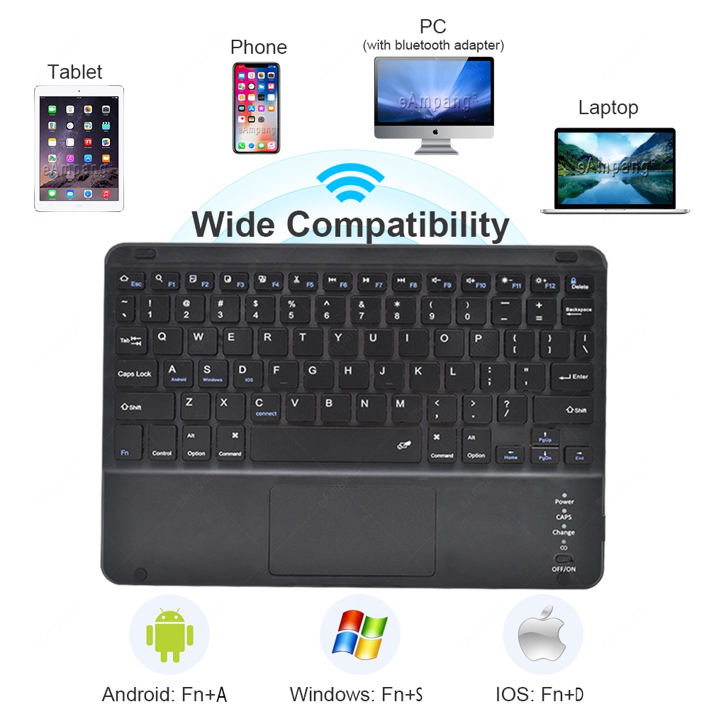 Bluetooth Backlit TouchPad Keyboard for iPad Tablet Phone PC Android