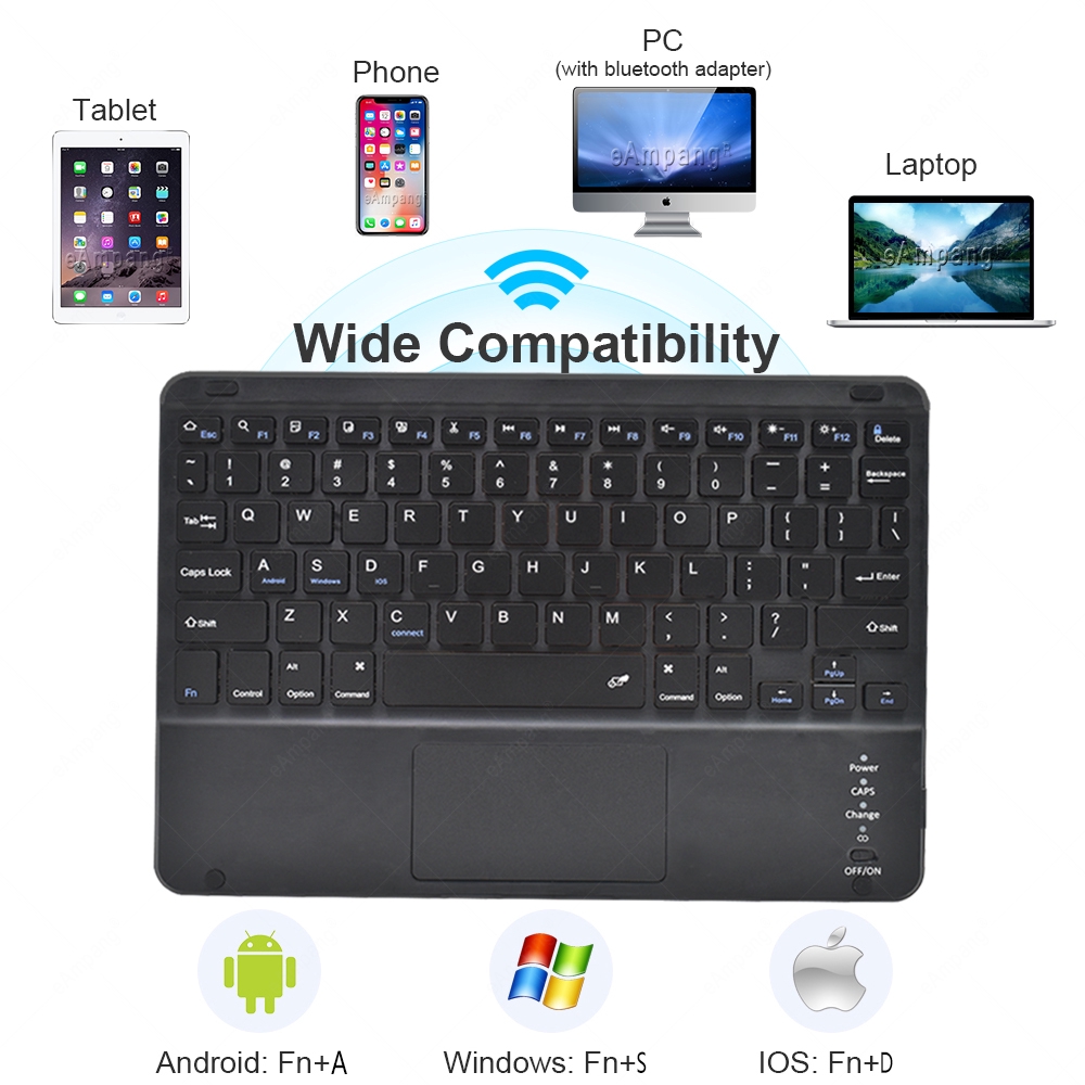 Bluetooth Backlit TouchPad Keyboard for iPad Tablet Phone ...