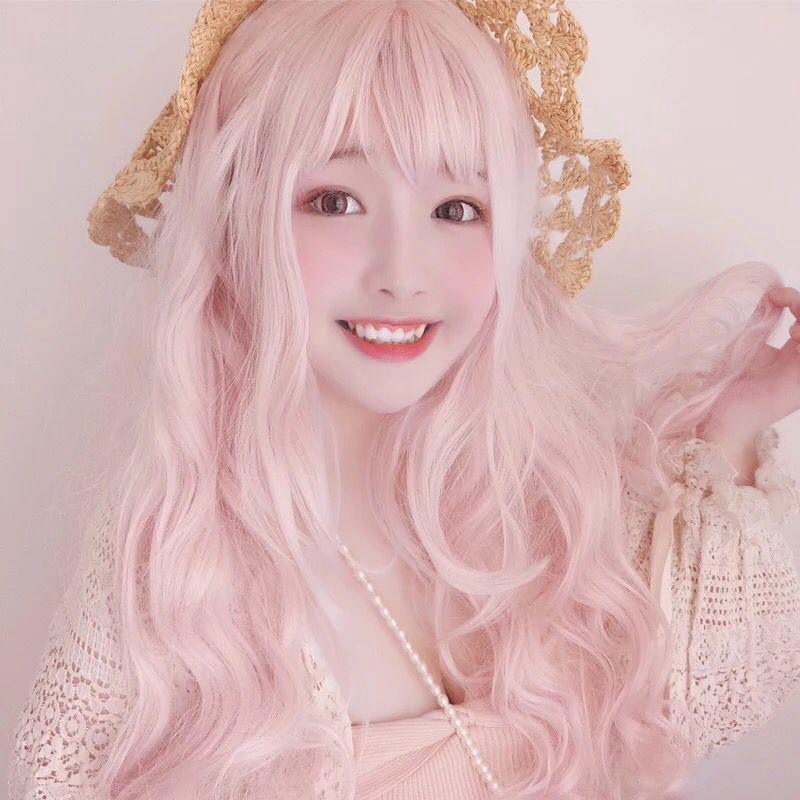 long pink wig cosplay