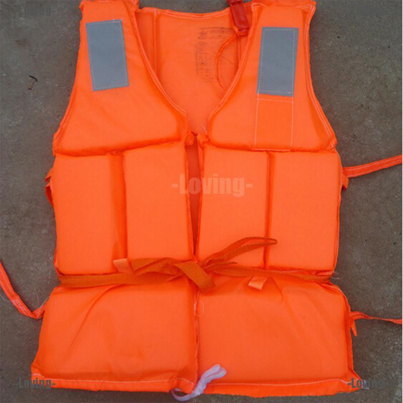 Loving ❤ 1xOrange Useful Prevention Flood Adult Foam Swimming Life Jacket Vest + Whistle