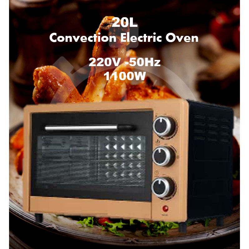 Convection Electric Oven,20L Countertop Oven and Grill - Four-Layer Glass Door - 60 min Timer Auto Shut Off, Stainless S