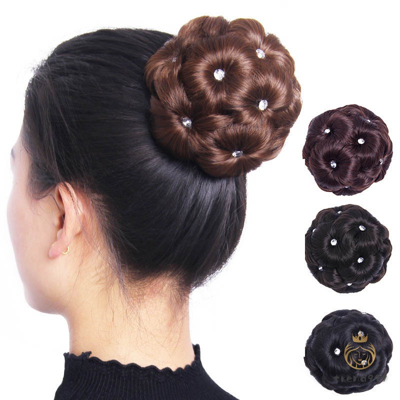 Fake Hair Bun Extensions Clip In Curly Chignons Synthetic Fiber